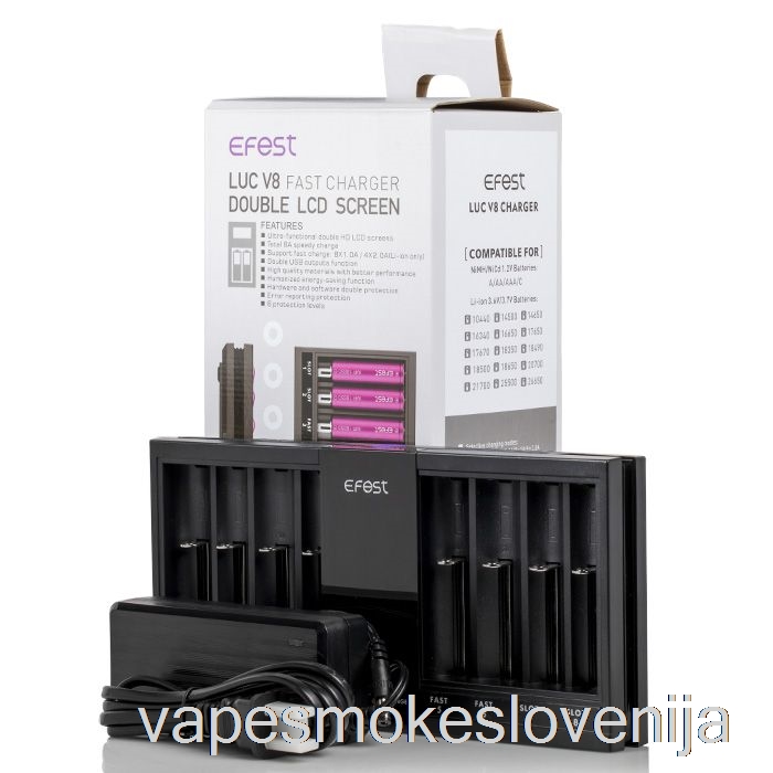 Vape Slovenija Efest Luc V8 Dvojni Lcd Zaslon Hitri Polnilnik Baterij