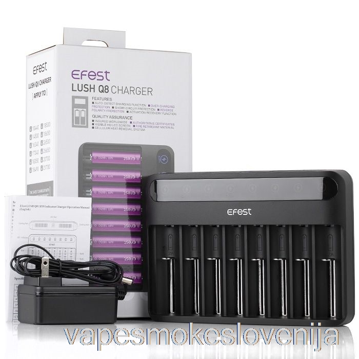 Vape Petrol Efest Lush Q8 8 Bay Inteligentni Polnilnik Baterij