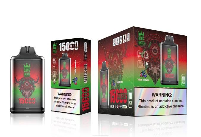 Vape Brez Nikotina 0FP6104 Bang Box s1-15000 vpihov trojni jagodni led