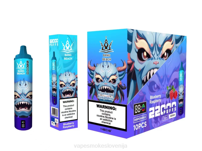 Vape Brez Nikotina 0FP614 Bang Beach Pametni zaslon z 22000 vpihi borovnica malina