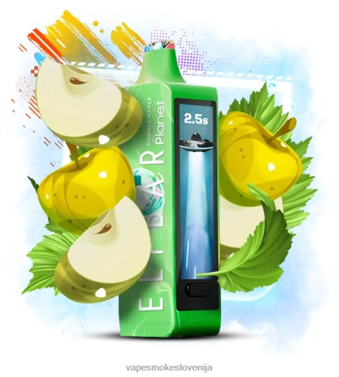 Vape Brez Nikotina 40N0214 Elf Bar Planet 25000 dvojno jabolko