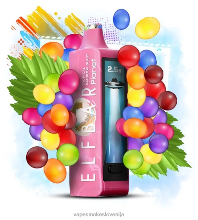 Vape Brez Nikotina 40N0229 Elf Bar Planet 25000 tropska mavrica