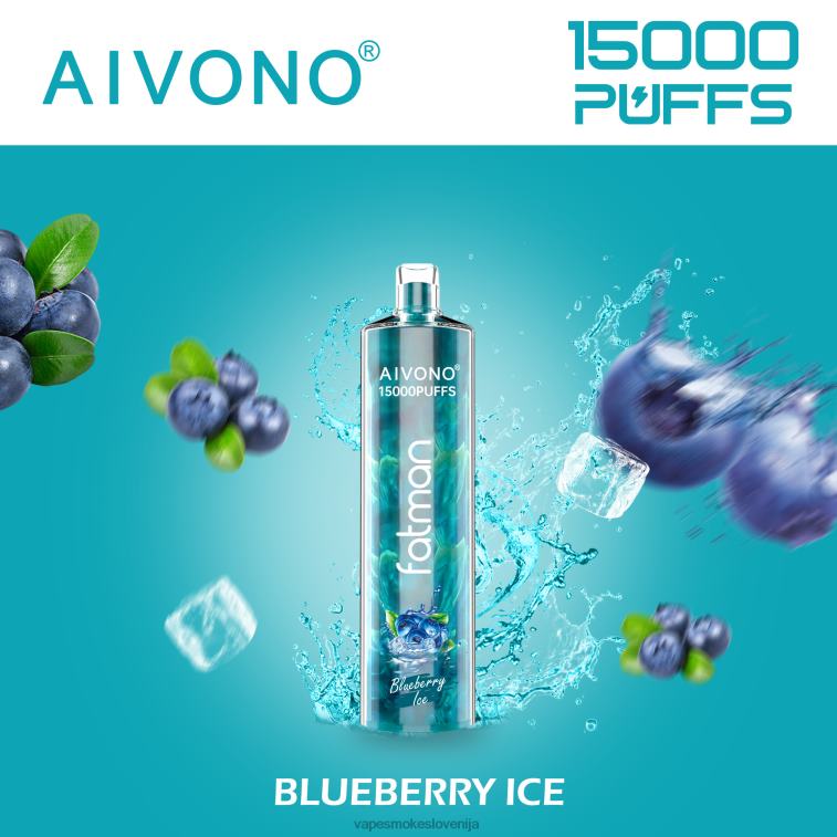 Vape Brez Nikotina 6FDXN14 Aivono FATMAN 15000 borovničev led