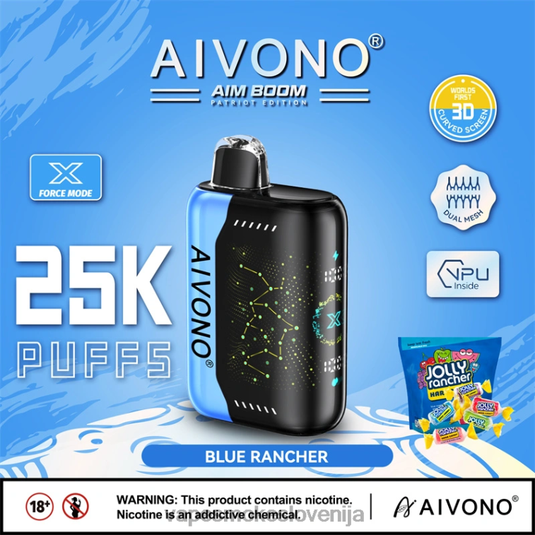 Vape Brez Nikotina 6FDXN344 Aivono AIM BOOM 25000 modri rančer