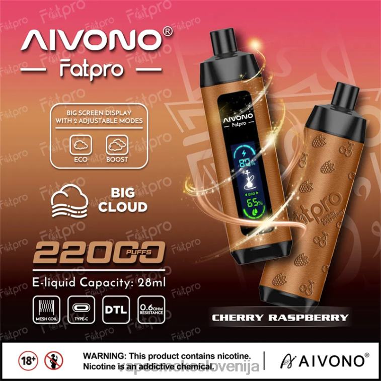 Vape Brez Nikotina 6FDXN4 Aivono Fatpro 22000 češnja malina