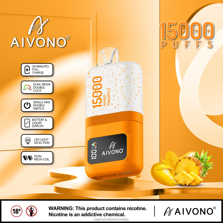 Vape Brez Nikotina 6FDXN69 Aivono AIM magic 15000 mango ananas
