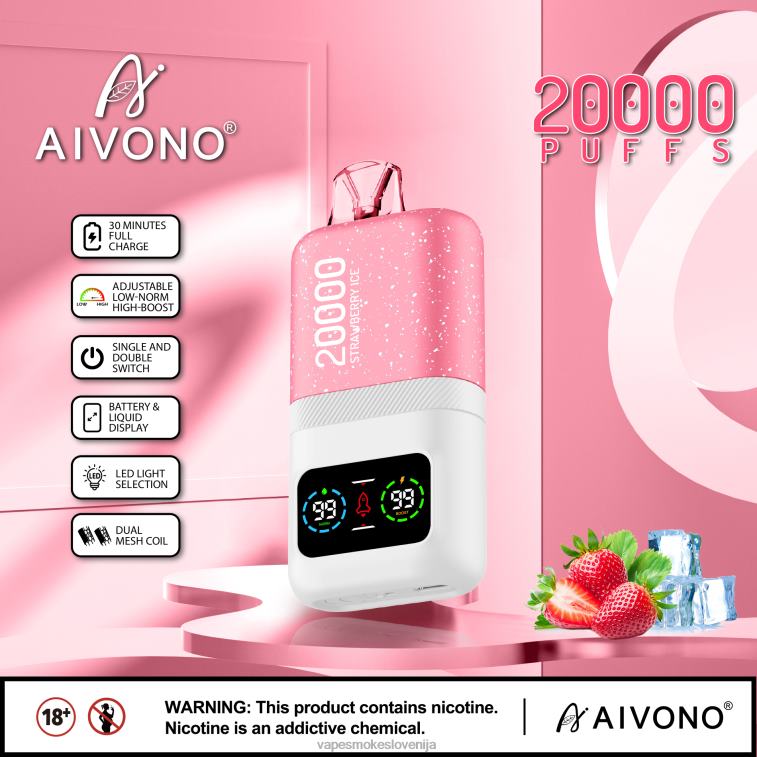 Vape Brez Nikotina 6FDXN74 Aivono AIM magic 20000 jagodni led