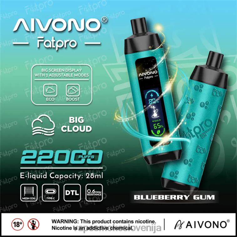 Vape Brez Nikotina 6FDXN9 Aivono Fatpro 22000 borovničev gumi