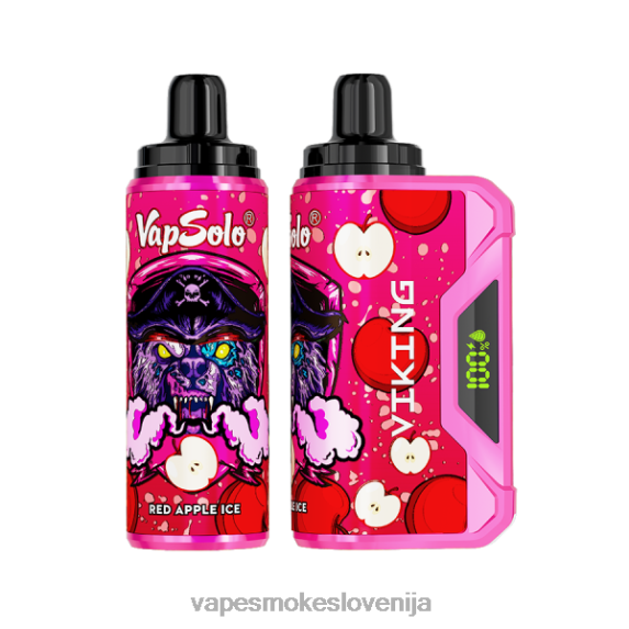 Vape Brez Nikotina LV00V154 Vapsolo VIKING vape za enkratno uporabo rdeči jabolčni led