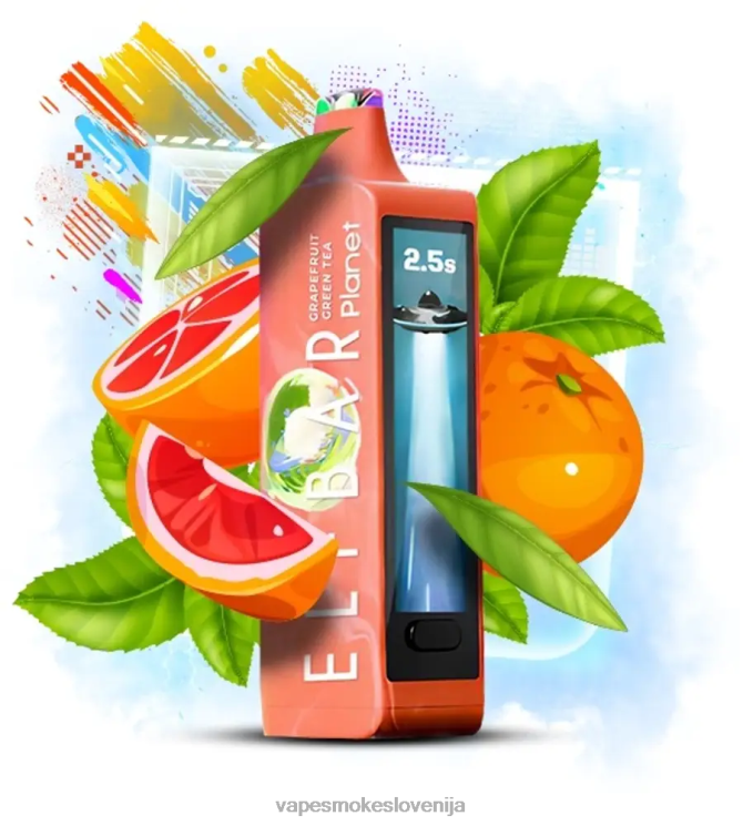 Vape Petrol 40N0217 Elf Bar Planet 25000 zeleni čaj grenivke
