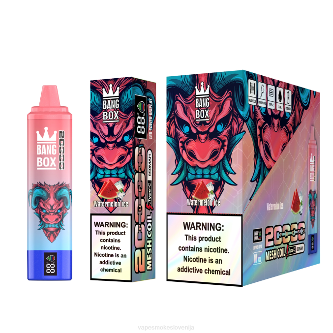 Vape Slovenija 0FP656 Bang Box Pametni zaslon z 20000 vpihi led iz lubenice