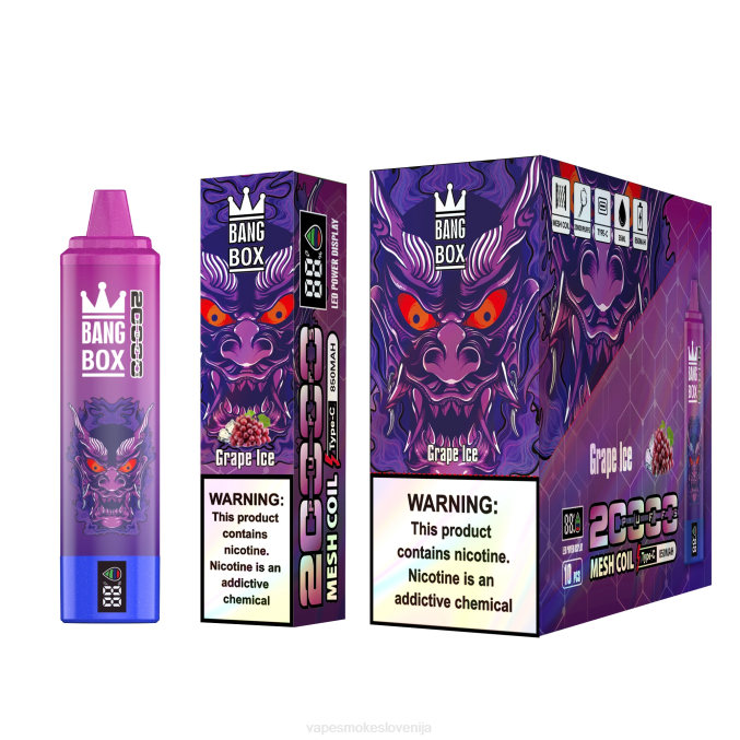 Vape Slovenija 0FP661 Bang Box Pametni zaslon z 20000 vpihi grozdni led