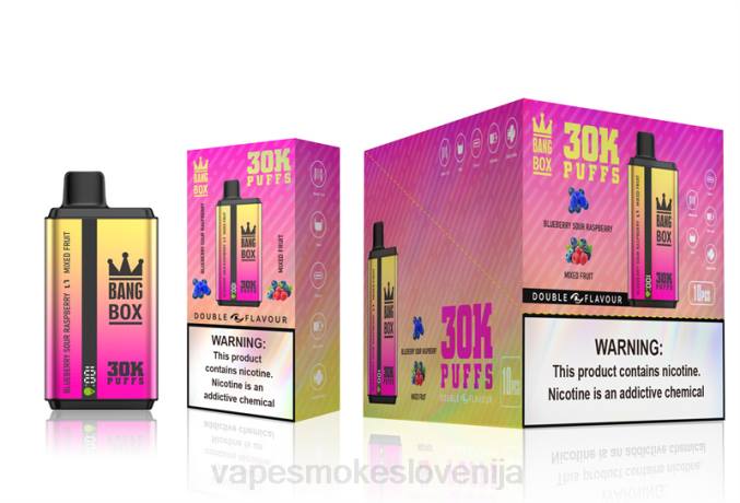 Vape Slovenija 0FP666 Bang Box 30000 vdihov dvojnih okusov borovnice kisle maline & mešano sadje