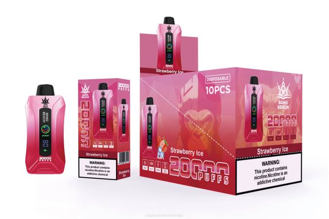 Vape Slovenija 0FP66 Bang Beach Vape s pametnim zaslonom z 20000 vpihi jagodni led