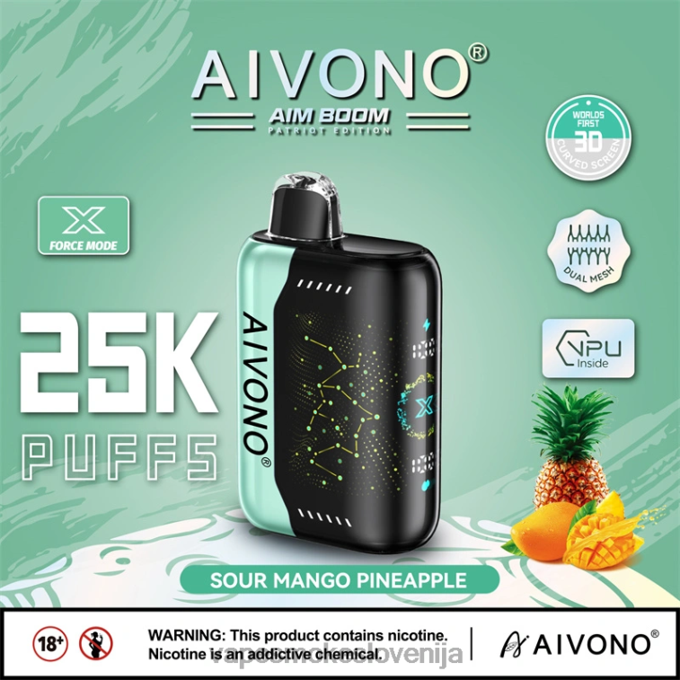 Vape Slovenija 6FDXN351 Aivono AIM BOOM 25000 kisli mango ananas