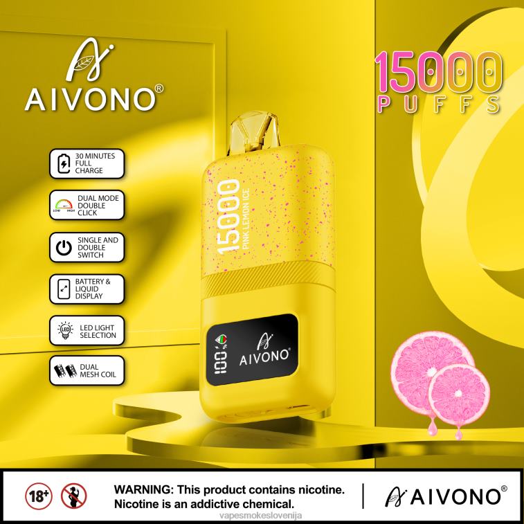 Vape Slovenija 6FDXN61 Aivono AIM magic 15000 roza limonin led