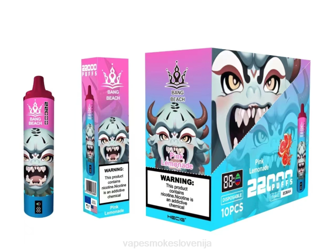 Vape Tekočine 0FP615 Bang Beach Pametni zaslon z 22000 vpihi roza limonada