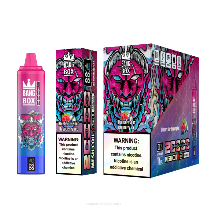 Vape Tekočine 0FP655 Bang Box Pametni zaslon z 20000 vpihi borovničev kisli malinov led