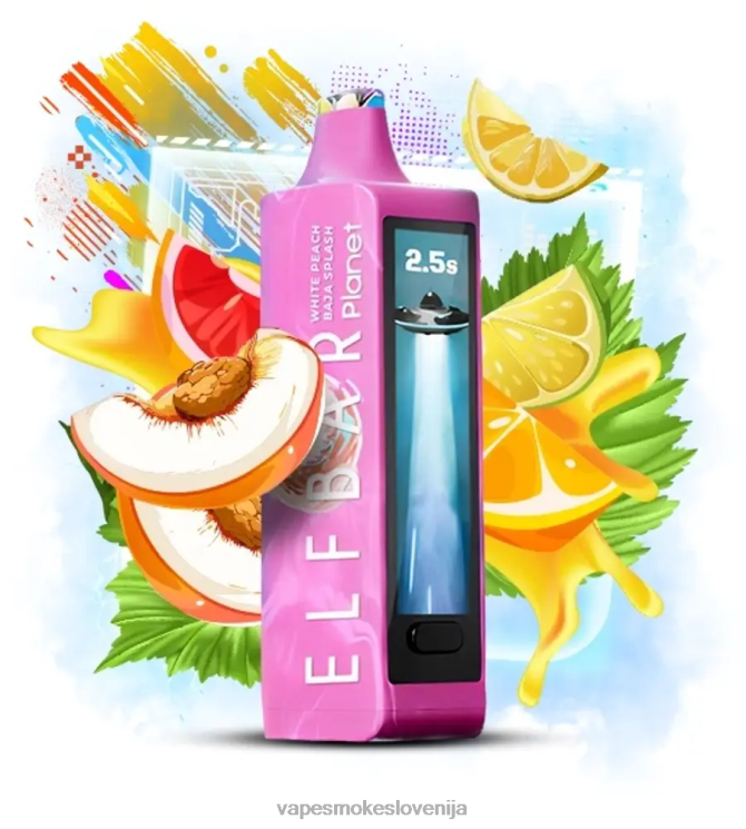 Vape Tekočine 40N0220 Elf Bar Planet 25000 bela breskev baja splash