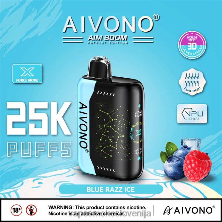 Vape Tekočine 6FDXN345 Aivono AIM BOOM 25000 modri razz led