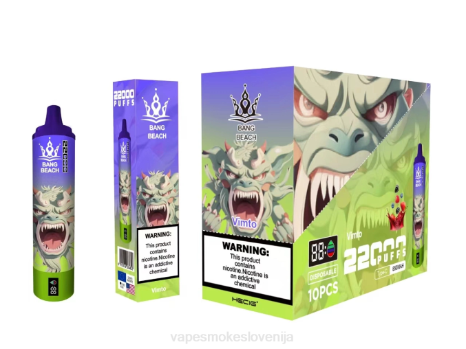 Vape Za Enkratno Uporabo 0FP618 Bang Beach Pametni zaslon z 22000 vpihi vimto