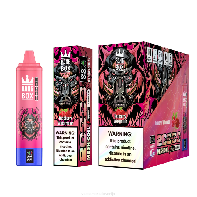 Vape Za Enkratno Uporabo 0FP653 Bang Box Pametni zaslon z 20000 vpihi malina lubenica