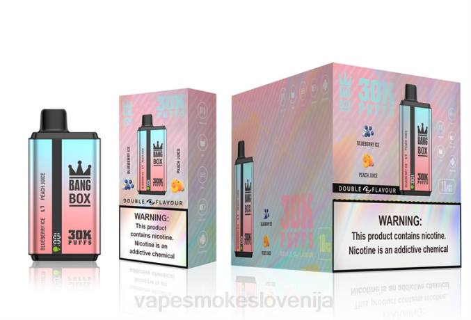 Vape Za Enkratno Uporabo 0FP663 Bang Box 30000 vdihov dvojnih okusov borovničev led in breskov sok