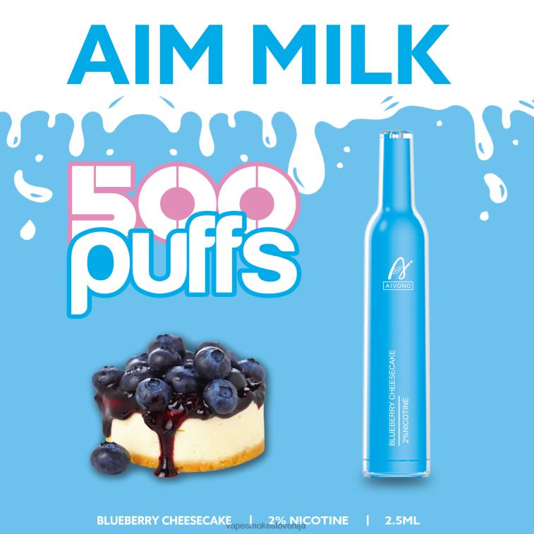 Vape Brez Nikotina 6FDXN274 Aivono AIM MILK 500 borovničeva sirova torta