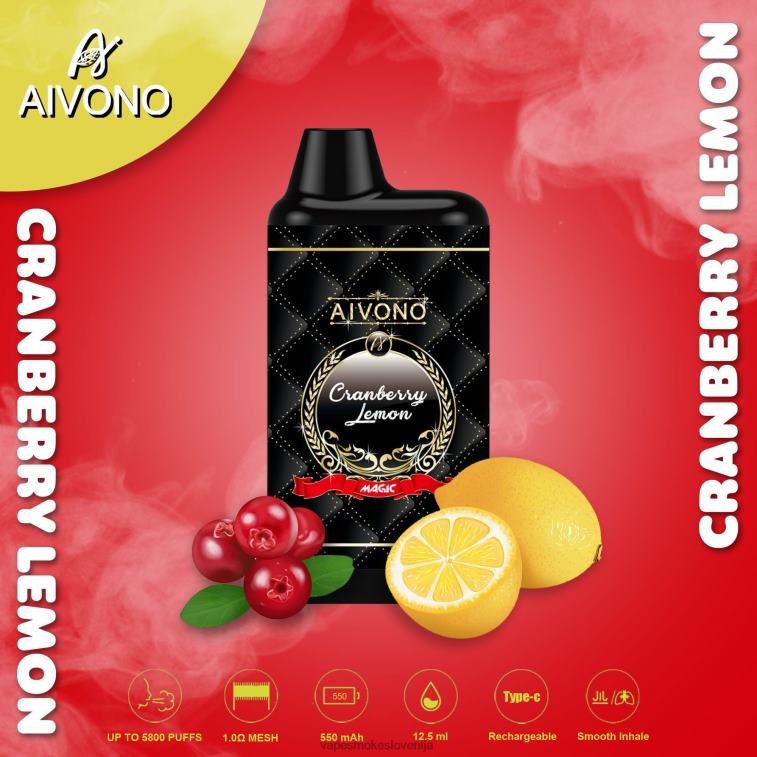 Vape Brez Nikotina 6FDXN89 Aivono AIM MAGIC 5800 cigaretnih škatlic brusnična limona