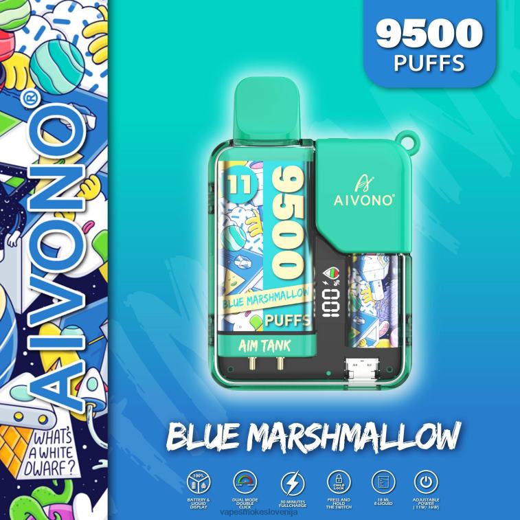 Vape Petrol 6FDXN42 Aivono AIM TANK 9500 modri marshmallow