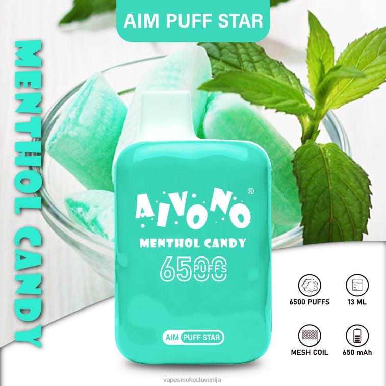 Vape Tekočine 6FDXN295 Aivono AIM PUFF STAR 6500 mentolov bonbon