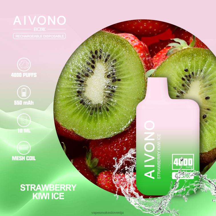 Vape Brez Nikotina 6FDXN229 Aivono AIM BOXX 4000 jagodni kivijev led