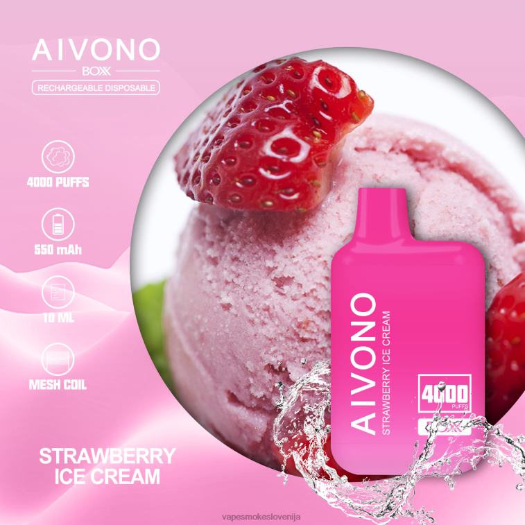 Vape Slovenija 6FDXN221 Aivono AIM BOXX 4000 jagodni sladoled