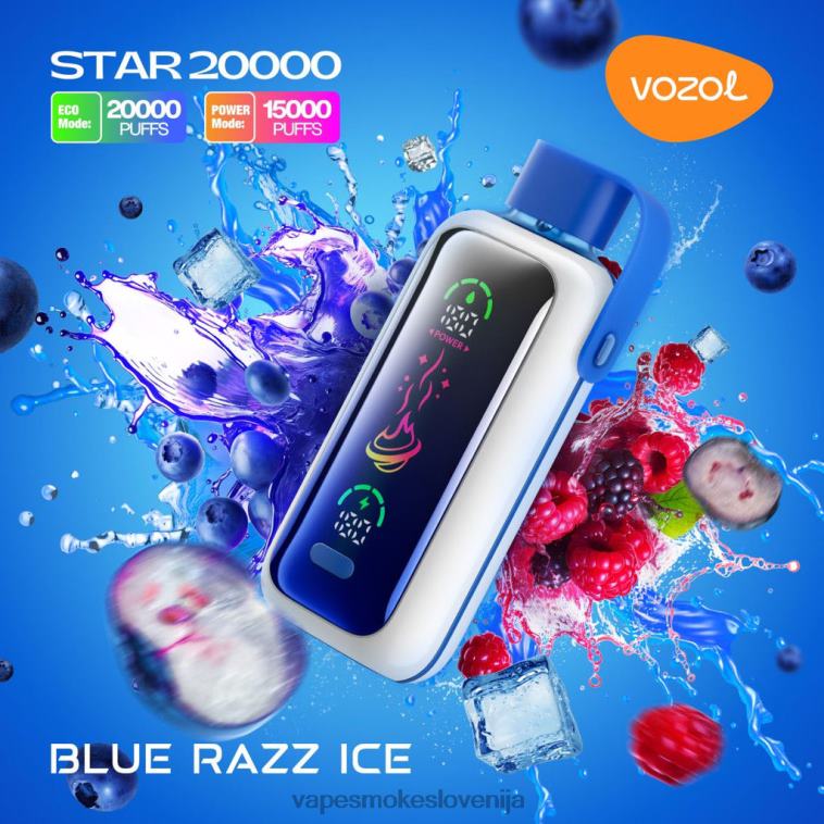 Vape Brez Nikotina 48BR04 VOZOL STAR 20000 modri razz led